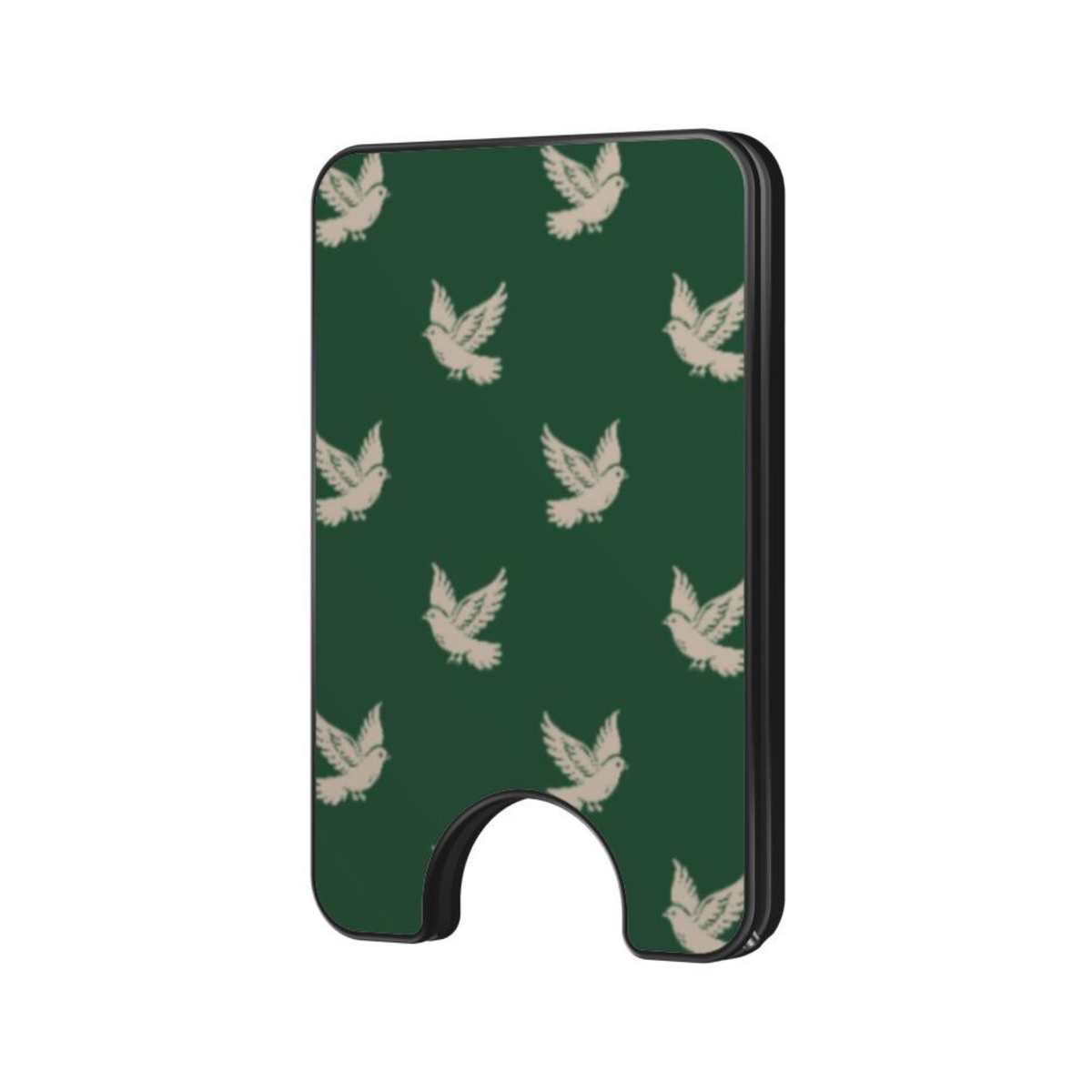 Royal Dove Magnetic Wallet with green dove-inspired pattern