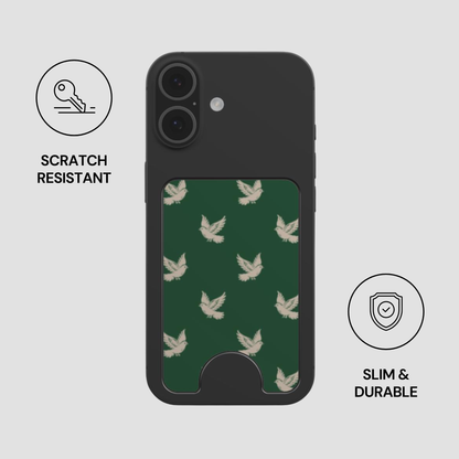 Royal Dove Magnetic Wallet attached to the back of a phone showing slim and durable everyday use