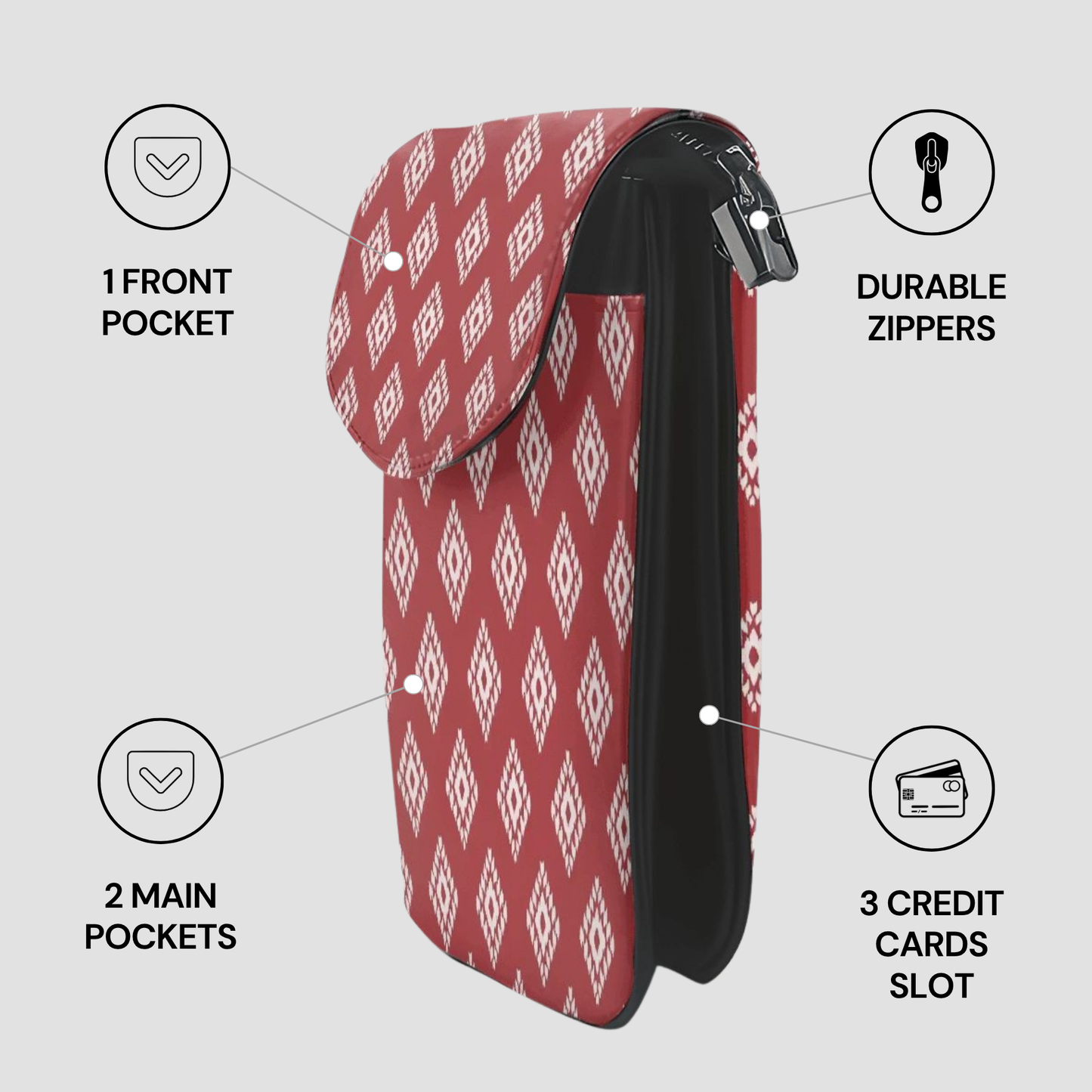 Ruby Ikat | Crossbody Phone Purse
