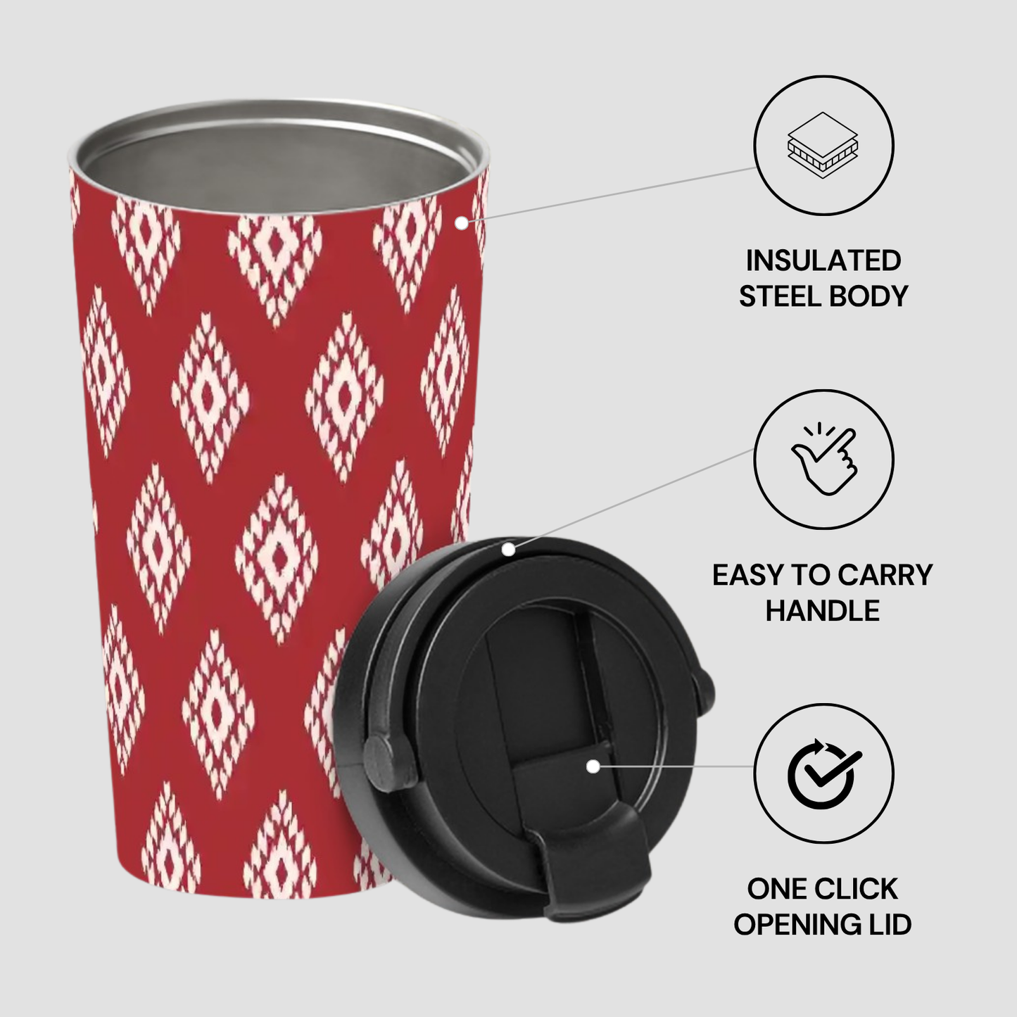 Ruby Ikat | Insulated Travel Mug