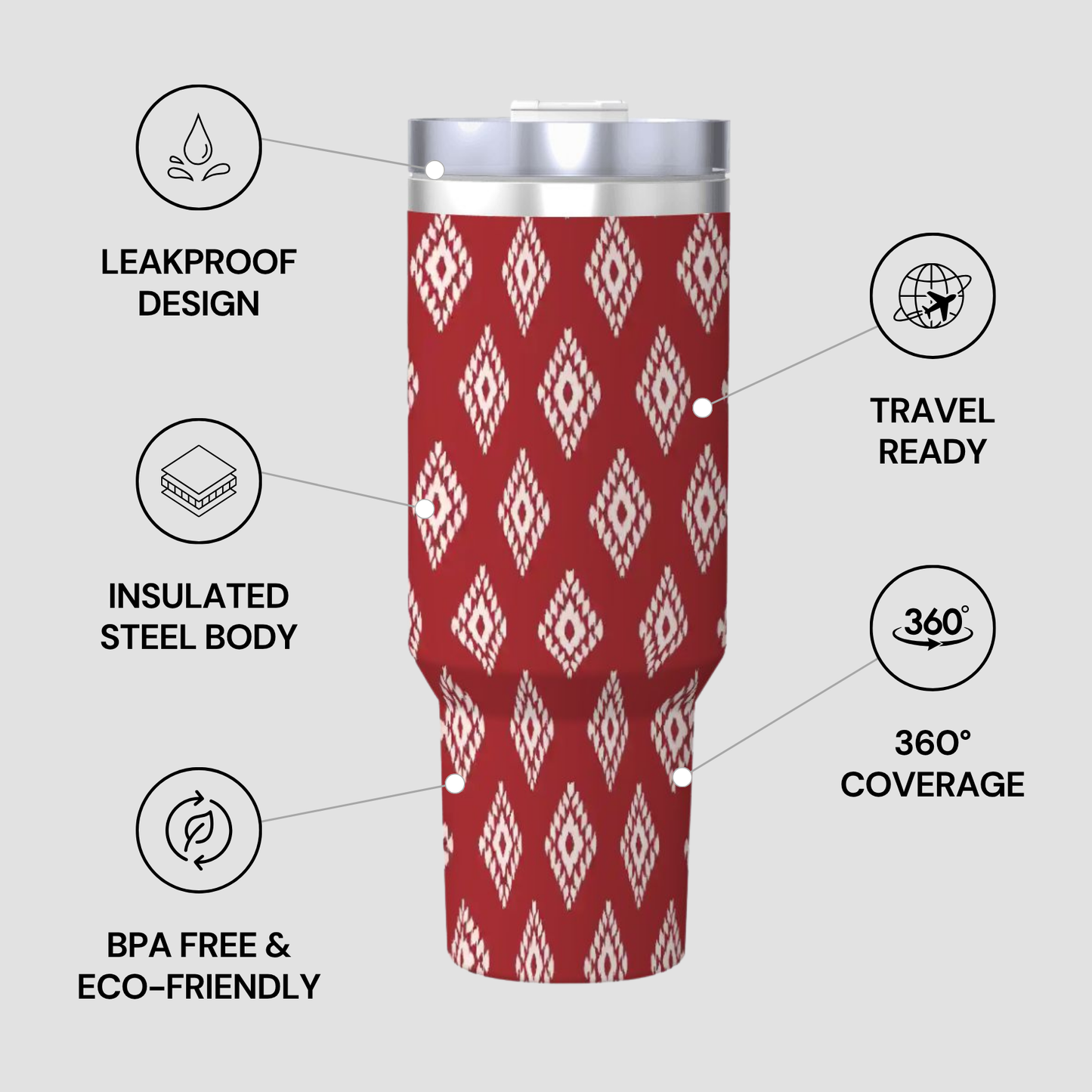 Ruby Ikat | Large Tumbler