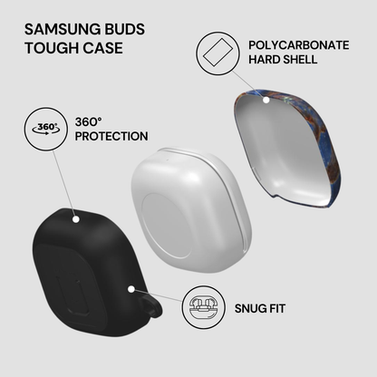 Samsung Buds Tough Case with features highlighted on a white background