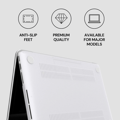 Laptop with features highlighted on a light gray background