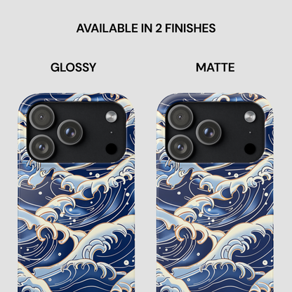 Phone case with wave design in glossy and matte finishes on a white background | Casenari