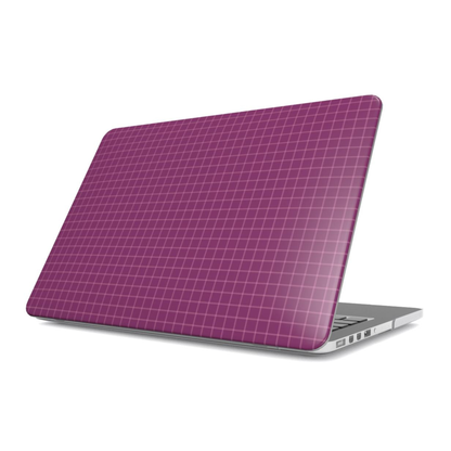 Laptop with a purple grid pattern on a white background