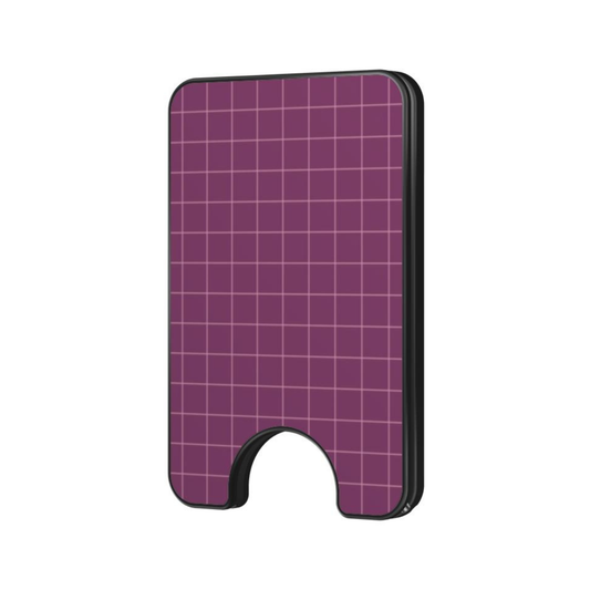 Studio Grid Magnetic Wallet with a minimal purple grid pattern