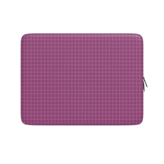 Purple grid patterned laptop sleeve on a white background