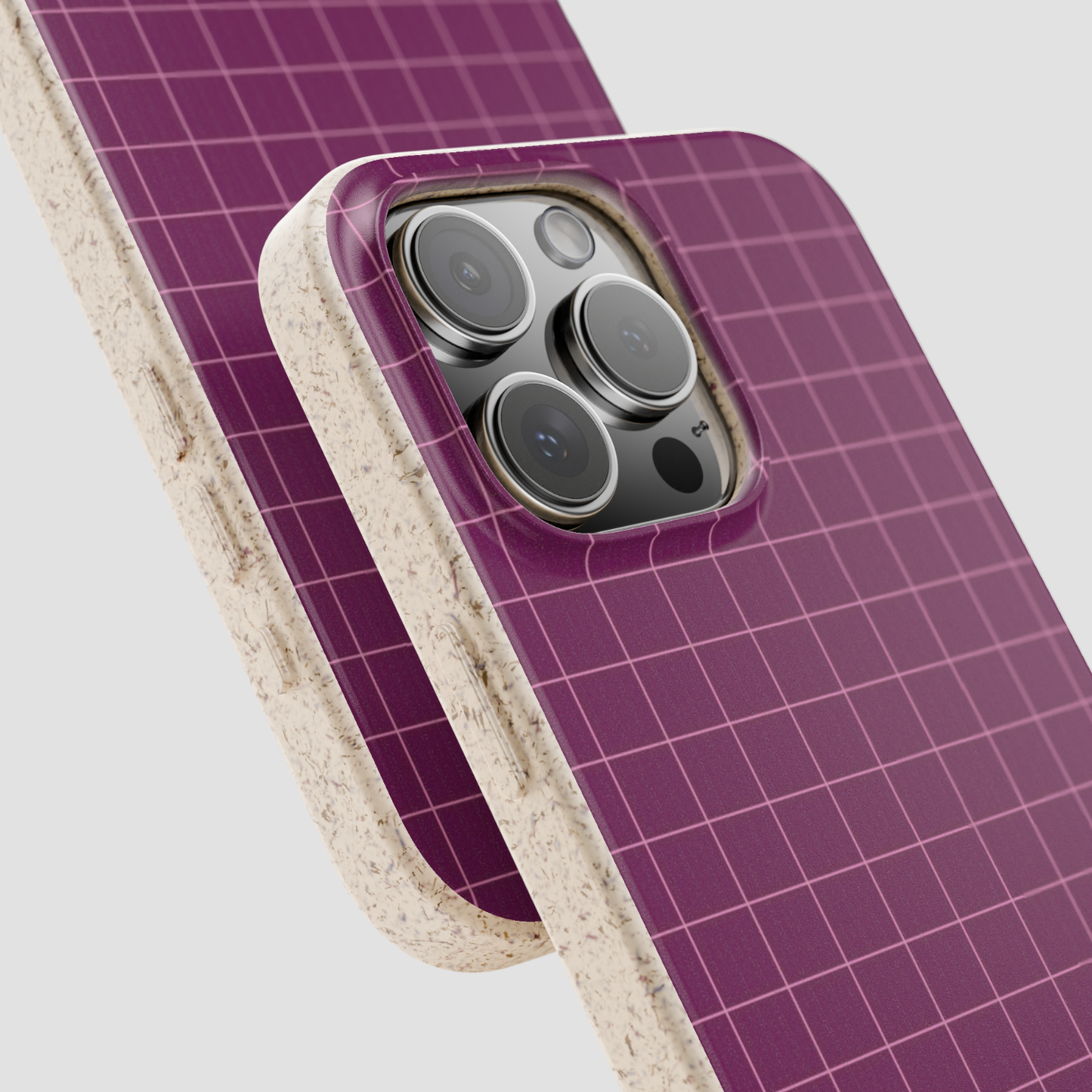 Phone case with a purple grid background