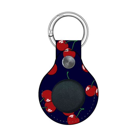 Keychain with cherry pattern on a dark blue background