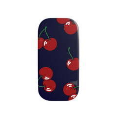 Phone case with red cherry pattern on a navy background