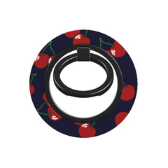 Phone ring holder with cherry pattern on a blue background
