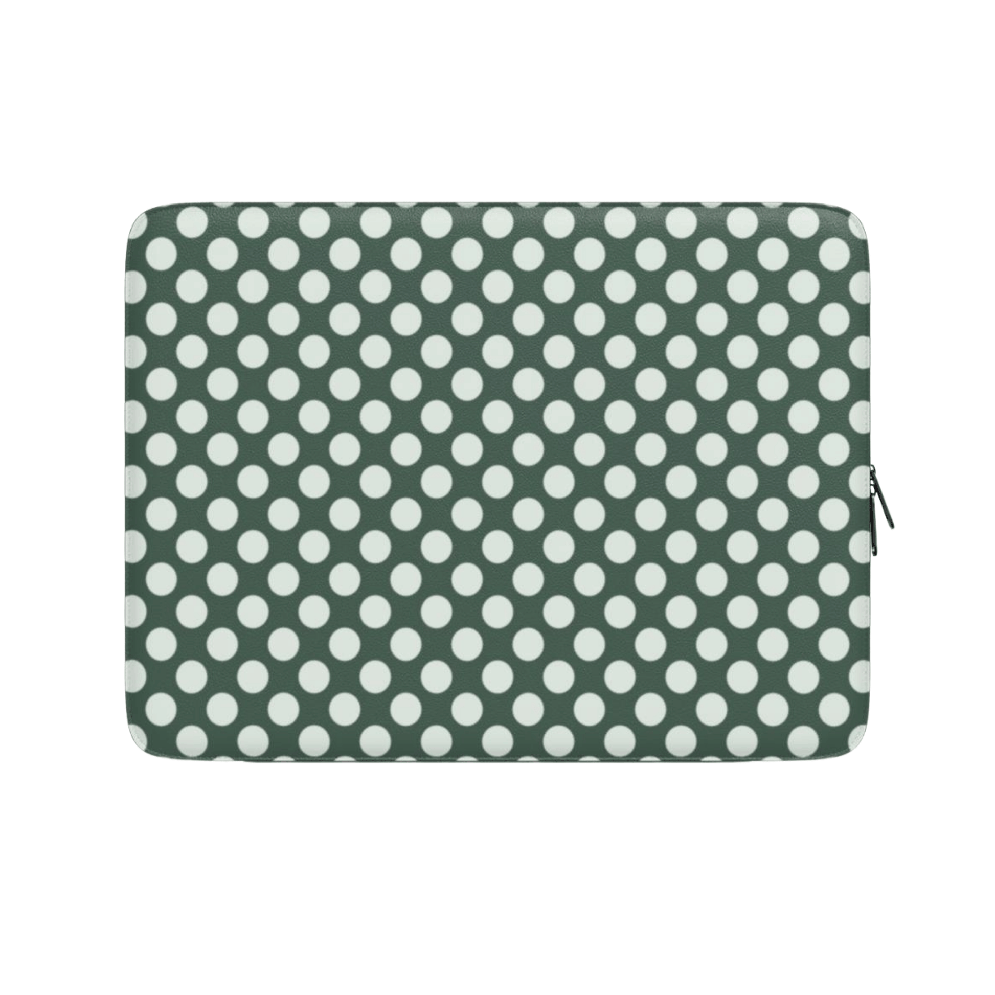 Polka dot patterned pouch on a white background