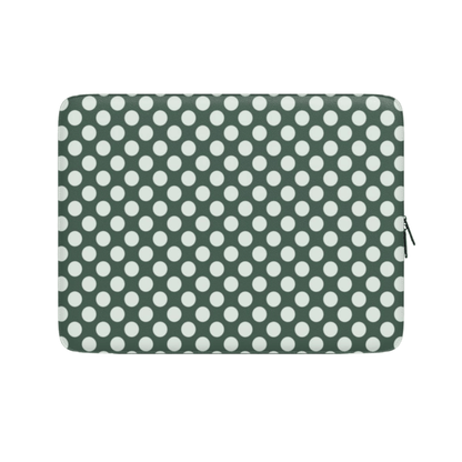 Polka dot patterned pouch on a white background