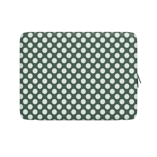 Polka dot patterned pouch on a white background