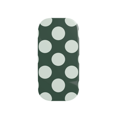 Phone case with white polka dots on a green background