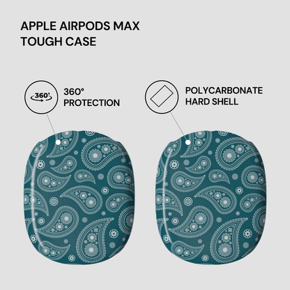 Tough case for Apple AirPods Max with paisley pattern on a gray background