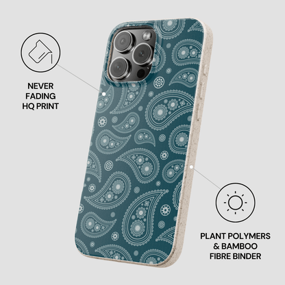 Phone case with paisley pattern on a white background