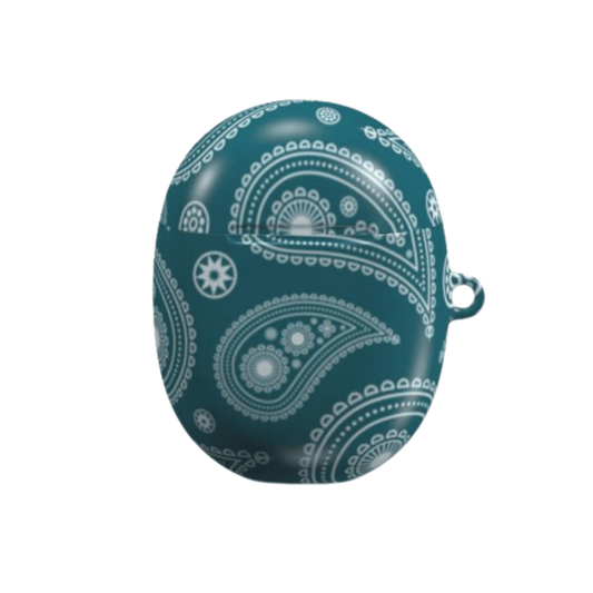 Teal case with white paisley pattern on a white background