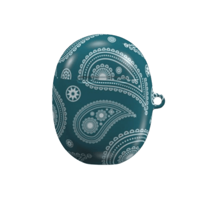 Teal case with white paisley pattern on a white background