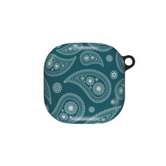 Teal case with white paisley pattern on a white background