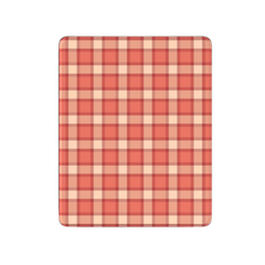 Red and beige checkered cutting board on a white background