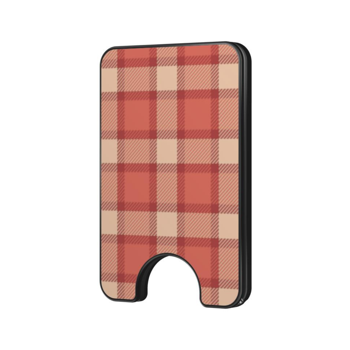 Terracotta Picnic Magnetic Wallet with warm terracotta and beige plaid pattern
