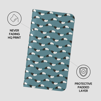 Patterned product with protective padding features on a gray background