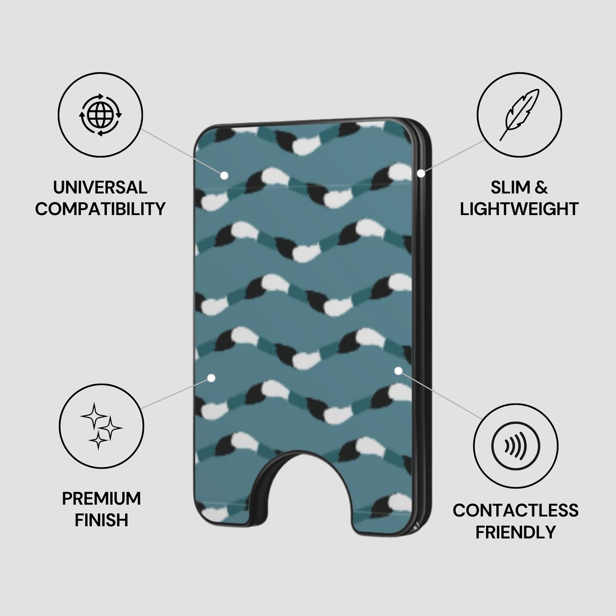 Tide Form Magnetic Wallet showing secure design, premium quality, and impact resistant features