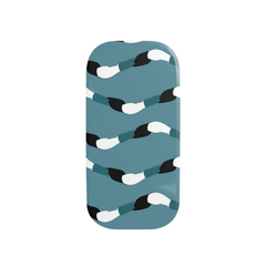 Phone case with horse hoof pattern on a blue background