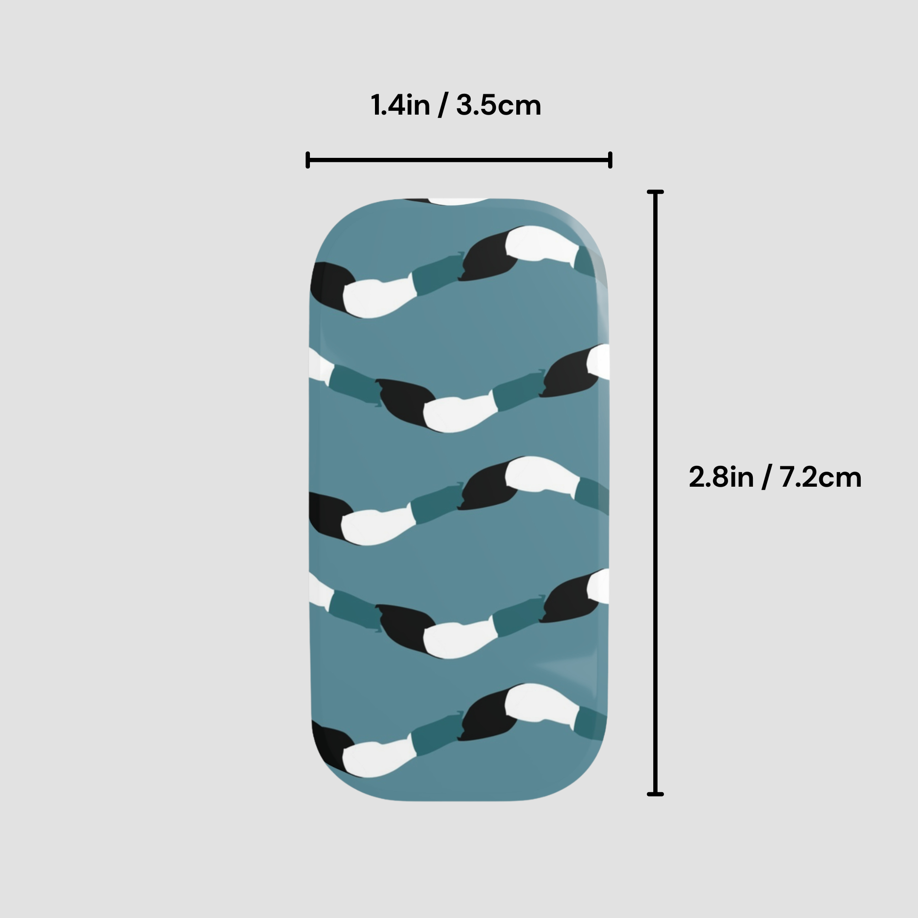 Rectangular product with a pattern, shown with dimensions on a light gray background