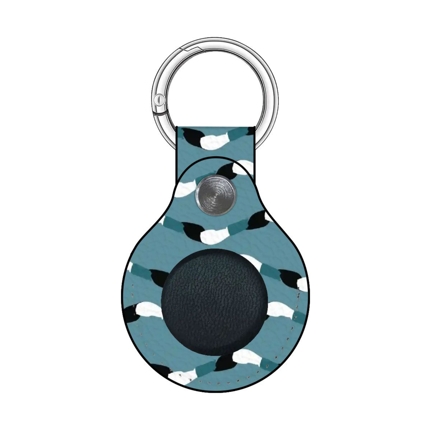 Keychain with a blue and white pattern on a white background