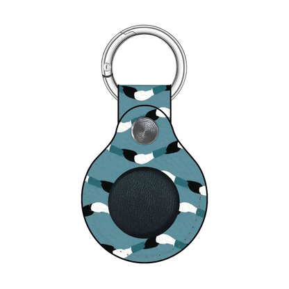 Keychain with a blue and white pattern on a white background