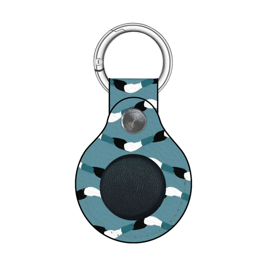 Keychain with a blue and white pattern on a white background