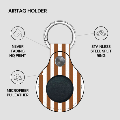 Airtag holder with features highlighted on a gray background