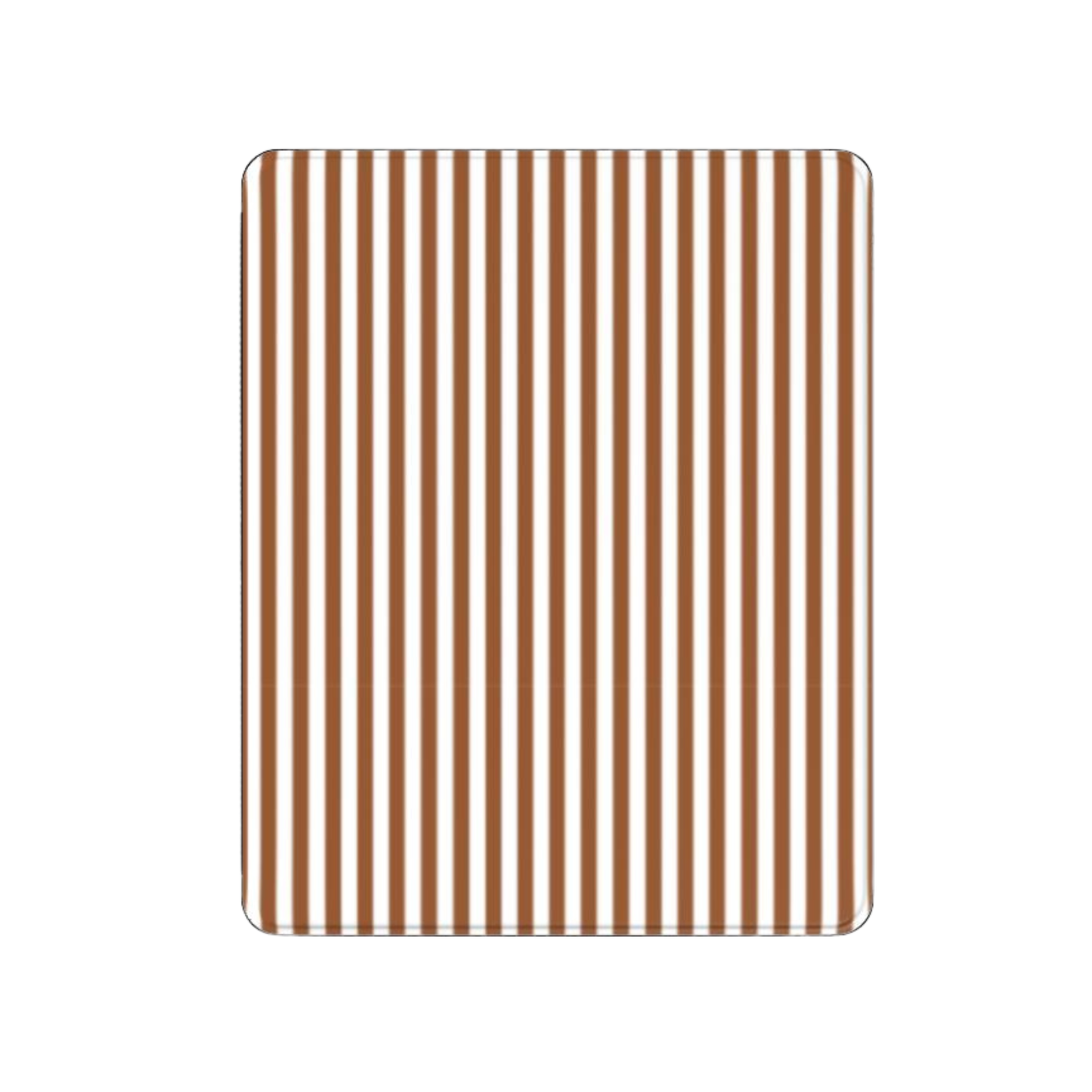 Rectangular mat with brown vertical stripes on a white background