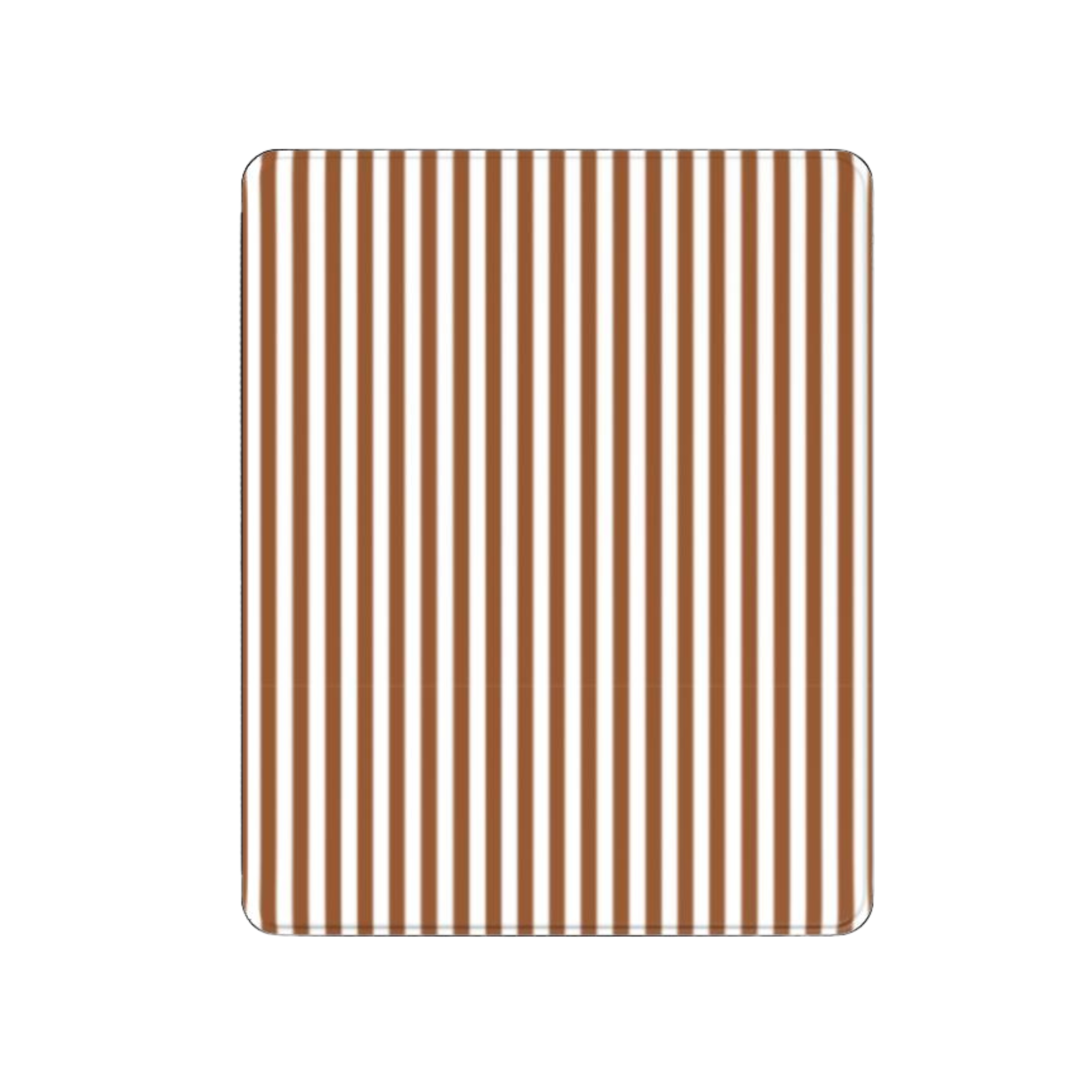 Rectangular mat with brown vertical stripes on a white background