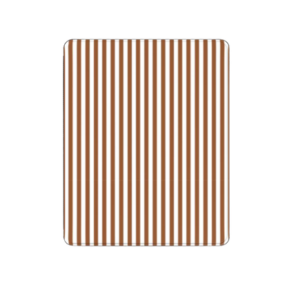 Rectangular mat with brown vertical stripes on a white background