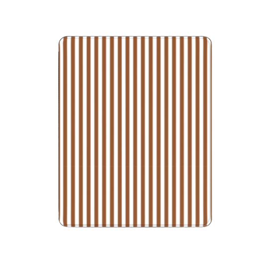 Rectangular mat with brown vertical stripes on a white background