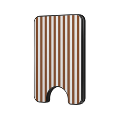 Toffee Stripe Magnetic Wallet with brown and white vertical stripe pattern