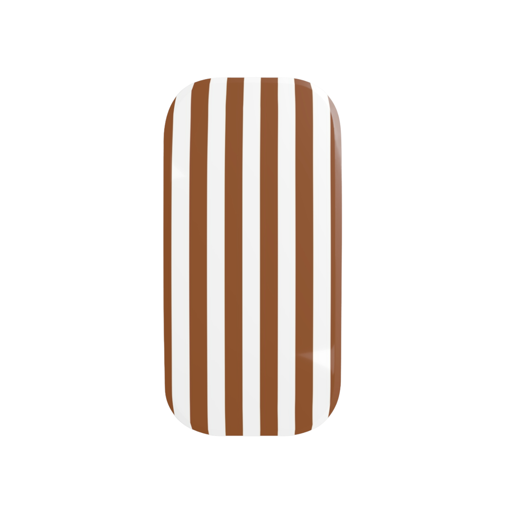 Rectangular plate with brown and white vertical stripes on a white background