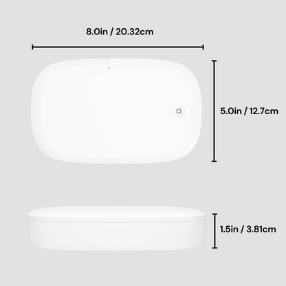 White rectangular object with dimensions labeled on a gray background