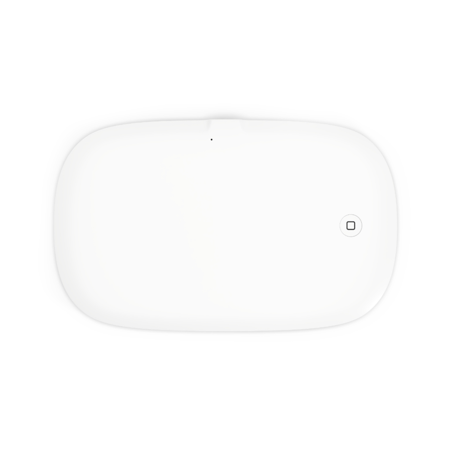 White rectangular device with a small camera lens on a white background