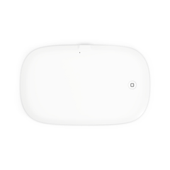 White rectangular device with a small camera lens on a white background