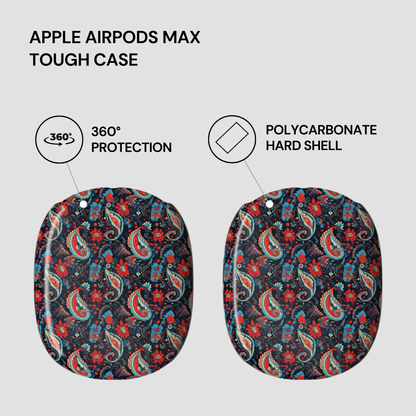 Tough case for Apple AirPods Max with paisley pattern on a light gray background