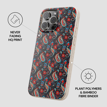 Phone case with floral pattern on a gray background