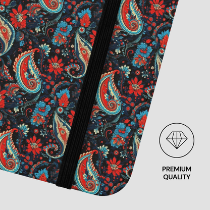 Floral and paisley patterned product with 'Premium Quality' label