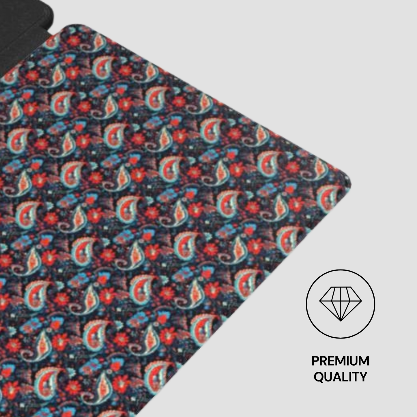 Patterned product with a 'Premium Quality' label on a white background