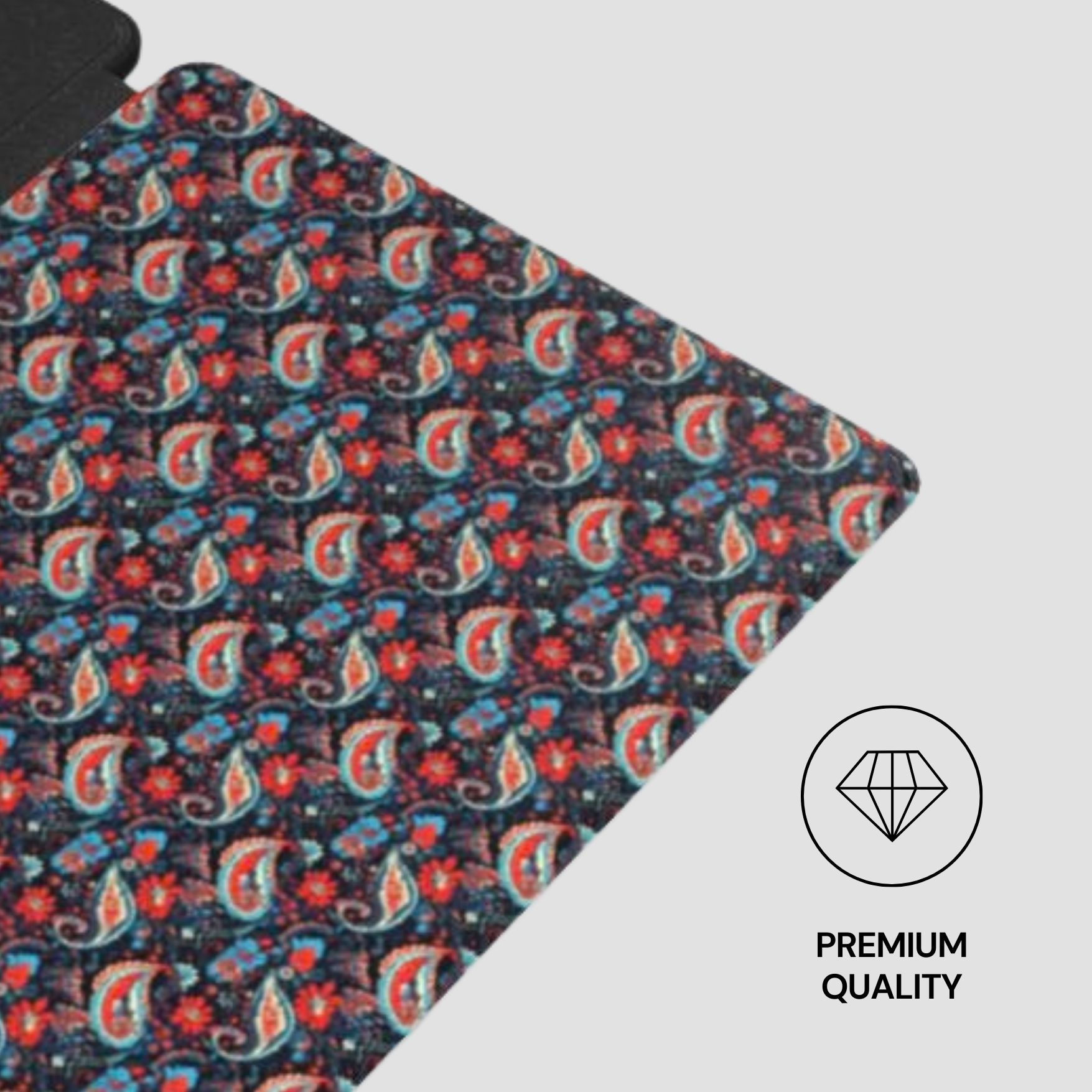 Patterned product with a 'Premium Quality' label on a white background