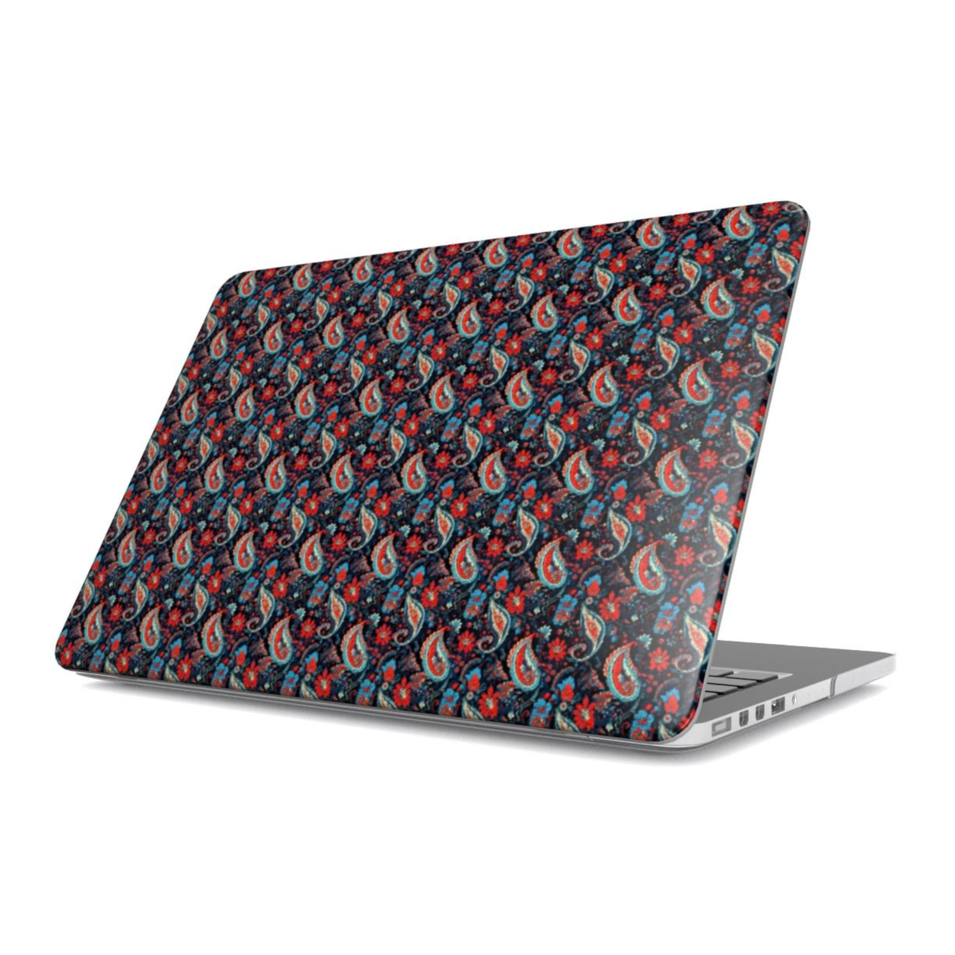 Laptop with a patterned cover on a white background