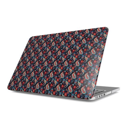 Laptop with a patterned cover on a white background